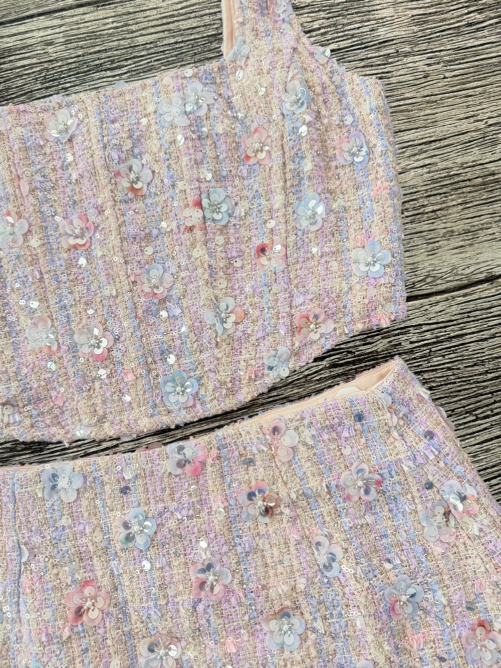 Altar'd State Pastel Pink Tweed Sequin Set - Picture 8 of 11